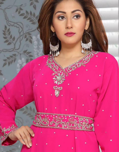 Two Piece Kaftan With Silver Hand Work